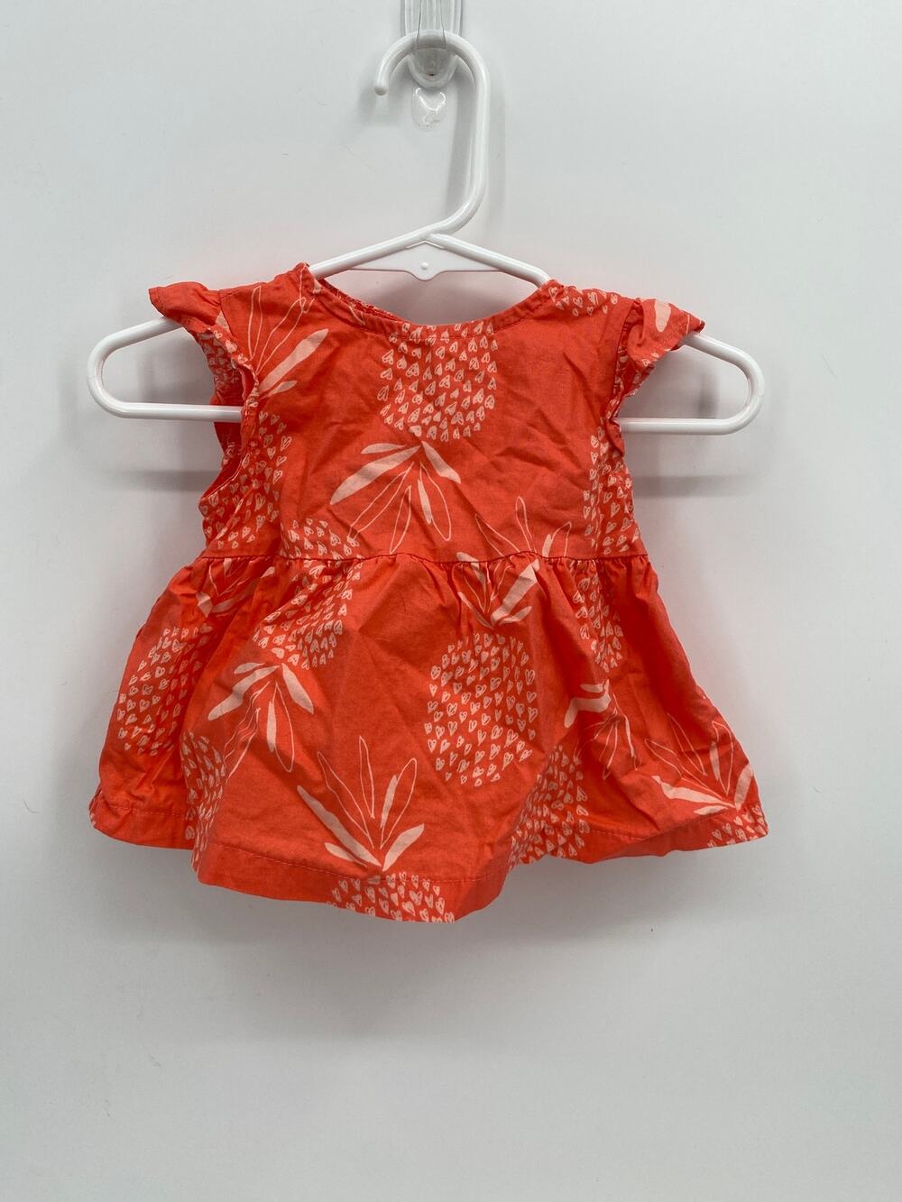 child of mine by carter's 3-6 mo orange tank pineapple print ruffle sleeves